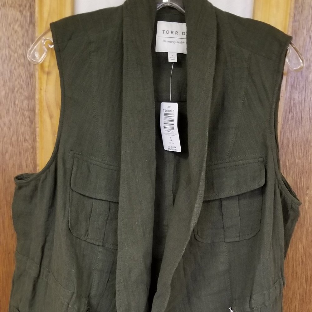 Torrid Olive Green Sleeveless Cardigan
